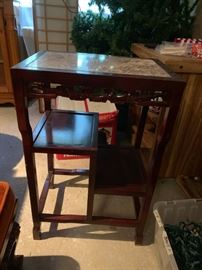 #147 Marble Top 2 Shelf Table 20x14x31 as is   $ 75.00