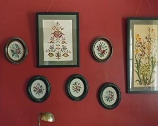 Framed crewel needlework