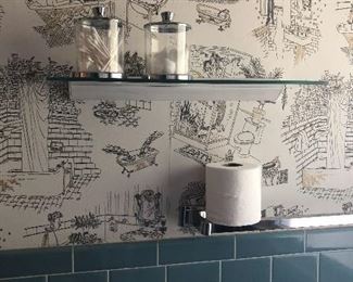 VINTAGE BATH . GLASS SHELVING 