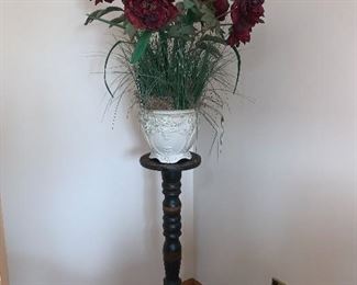 Wooden plant stand and silk floral