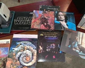 Wonderful collection of vintage albums - 6 Moody Blues, Santana, Simon and Garfunkel, James Taylor, Carole King, Beatles, Janes Joplin, Star Wars and more 