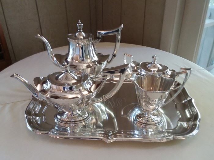 Sterling Silver Tea Service - by Gorham - Plymouth Pattern
