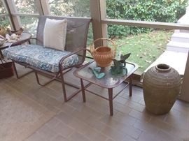 Woodard Bench and Glass top Side table