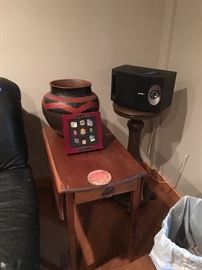 Antique tables and boze speakers 