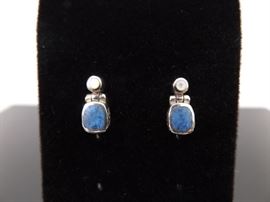.925 Sterling Silver Inlayed Sodalite Earrings