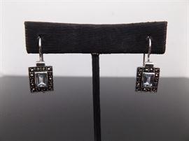 .925 Sterling Silver Art Nouveau Faceted Topaz Earrings