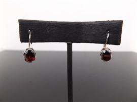 .925 Sterling Silver Faceted Garnet Earrings