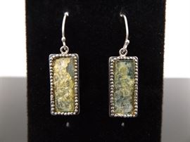 .925 Sterling Silver Raw Pyrite Dangle Earrings