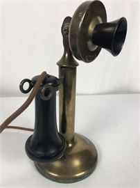 Lot 118 
Antique Brass Western Electric Candlestick Telephone