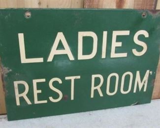12" Porcelain Double Sided Ladies Rest Room Sign
