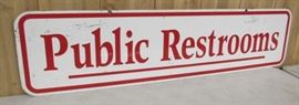 48" Metal Double Sided Public Restrooms Sign
