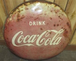 24" Porcelain Coke Button Sign