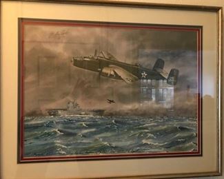 Rare signed special edition: 33rd Tokyo Raiders Anniversary April 1975. Limited edition 59/140. Artist Robert F. Carlin. Signed by Jimmy Doolittle in top left corner.