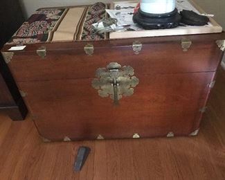 Wood chest with brass fittings