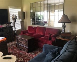 Pottery Barn Mirrors behind sofa