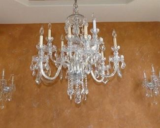 Crystal chandelier with matching sconces
