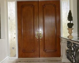 Interior view of front doors with Baldwin brass hardware