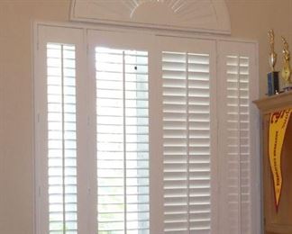 White Plantation Shutters with Arched Plantation Shade