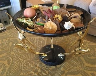 22 karat bowl set - Linginals - Art Deco stand & bowl - made in Italy