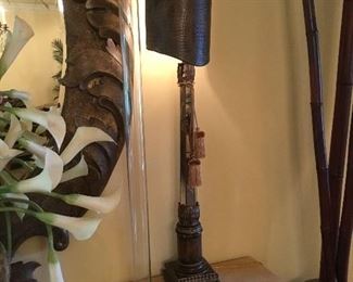 Second of the pair of leather shade lamps - might be alligator 