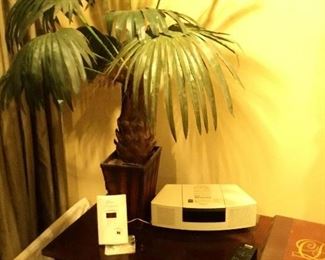 Bose radio and palm tree in planter - Radio Sold!