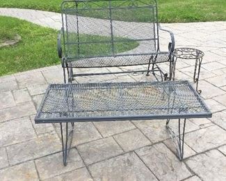 Wrought iron coffee table; SETTEE - SOLD