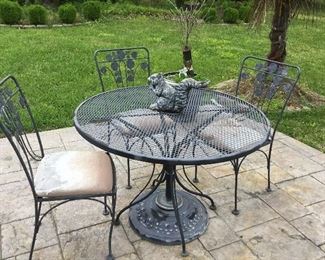Wrought iron table w/3 chairs set