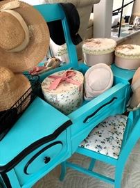 Would You Look At This Adorable Painted dressing Table...Wait...Are Those Vintage Hats??...