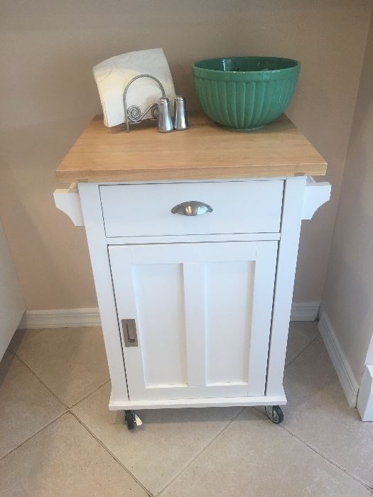 Rolling Bar Cart with butcher block top