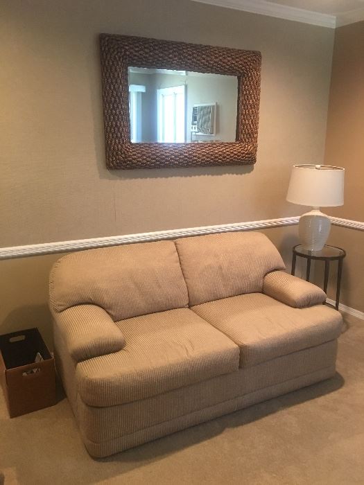 Additional Sofa, handsome Mirror, side table and Lamp
