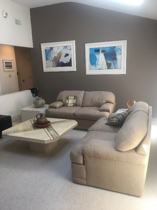 Living Room, there are 3 Matching Sofas, Gorgeous Coffee Table, Artwork and accessories !
