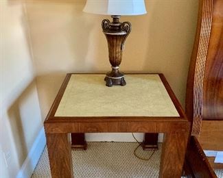 Hickory Chair table with faux leather top