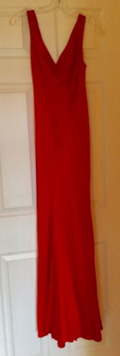 Carmen Marc Valvo red silk evening dress.  Size 6.
