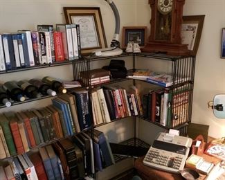 bookshelves, desk