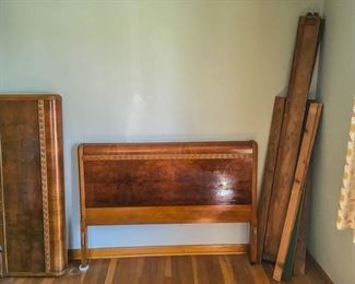 Part (1) of a 3-piece 1930/40's waterfall bedroom set.  Full size bed frame pictured here.