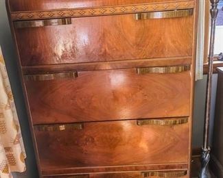 Part (2) of a 3-piece 1930/40's waterfall bedroom set.  High-dresser pictured here.