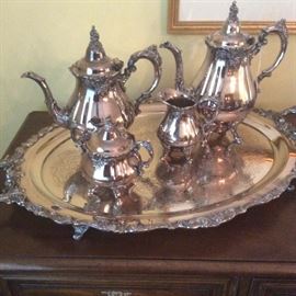Silver plate Tea Set with heavy tray.