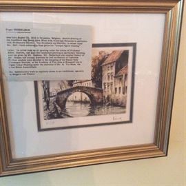 Signed etching (artist  proof) by Roger Hebbelinck.