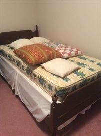 Twin Mahogany Poster bed with mattress set.
