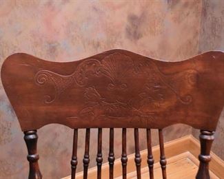 Antique Rocking Chair with Tooled Leather Seat
