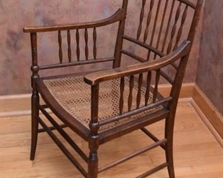 Antique Spindle Chair with Rush Seat