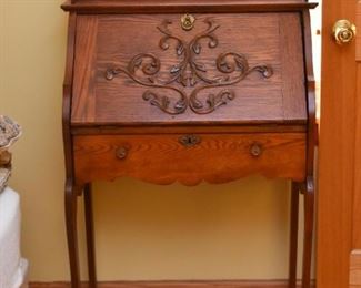 Antique Oak Drop Front Secretary / Desk