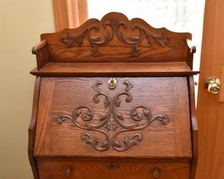 Antique Oak Drop Front Secretary / Desk