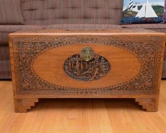 Oriental / Asian / Chinese Wood Carved Trunk / Chest