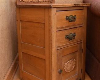 Antique Oak Bedside Table / Washstand / Commode