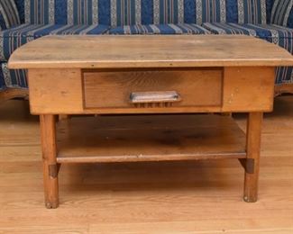 Primitive Wood Coffee Table with Drawer
