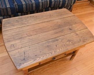 Primitive Wood Coffee Table with Drawer