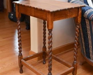 Antique Oak Occasional Table with Barley Twist Legs