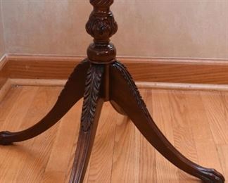 Leather Top Parlor Table with Carved Details