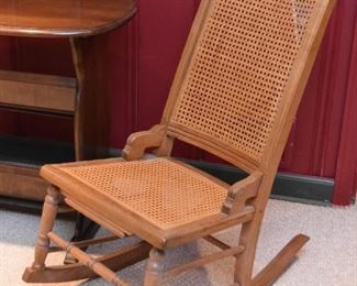 Antique / Vintage Rocking Chair with Cane Back & Seat